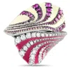 Aurelia 18k White Gold 1.20ct Diamond And Sapphire Enamel Statement Ring Au11-121624 In White