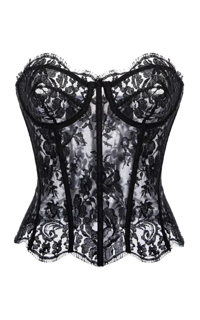 Aureliana Cotton-blend Lace Bustier Top In Black