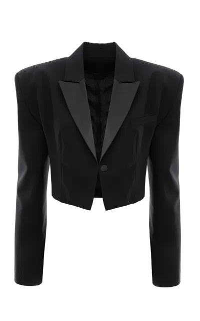 Aureliana Cropped Wool-silk Blazer In Black