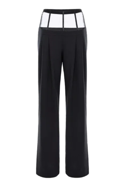 Aureliana Mesh And Wool Trousers In Black