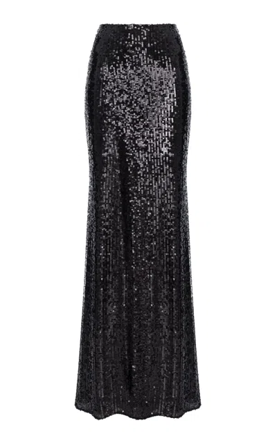 Aureliana Siren Sequin Maxi Skirt In Black