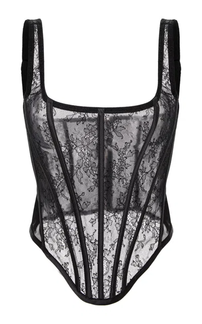 Aureliana Victoria Chantilly Lace Bustier Top In Black