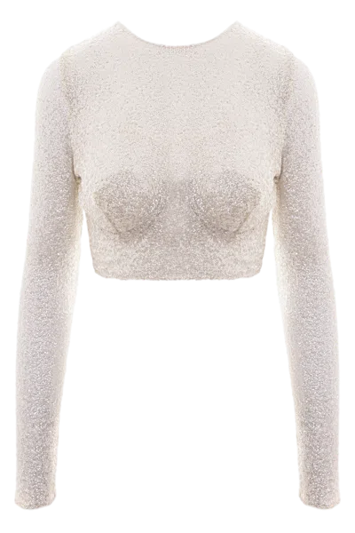 Aureliana Sequins Crop Top In White