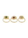 Aurelie Bidermann 18kt Yellow Gold Bouquet Set Of Rings In Metallic