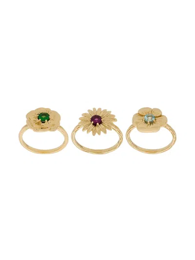 Aurelie Bidermann 18kt Yellow Gold Bouquet Set Of Rings In Metallic