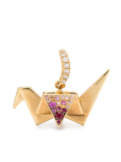 Aurelie Bidermann 18kt Yellow Gold Origami Sapphire And Diamond Pendant