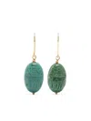 Aurelie Bidermann 18kt Scarabs Gelbgoldohrringe Mit Türkis In Green