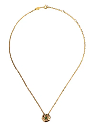 Aurelie Bidermann 18kt Yellow Gold Tsavorite Bouquet Pendant Necklace