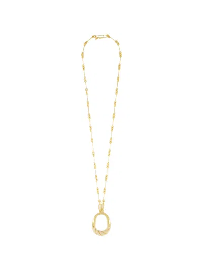 Aurelie Bidermann Diana Oval-pendent Necklace In Gold