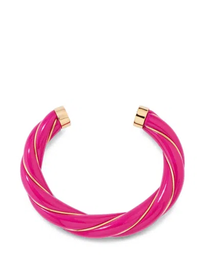 Aurelie Bidermann Diana Twisted Bangle Bracelet In Pink
