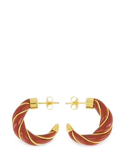 Aurelie Bidermann Diana Twisted Hoop Earrings In Brown