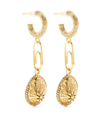 Aurelie Bidermann Flower-charm Hoop Earrings In Gold
