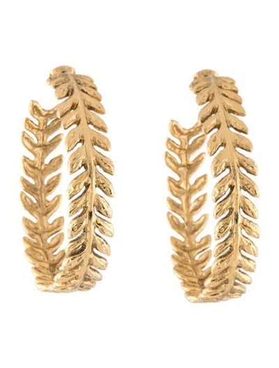 Pre-owned Aurelie Bidermann Leaf Hoop Earrings In Multicolor