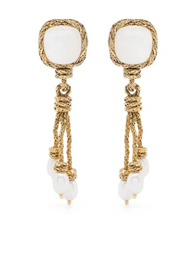 Aurelie Bidermann Miki Mother Of Pearl Clip Earrings In Gold