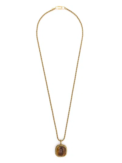 Aurelie Bidermann Miki Necklace Tiger Eye In Gold