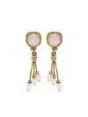 Aurelie Bidermann Miki Rose Quartz Earrings In Gold