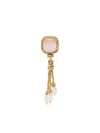 Aurelie Bidermann Miki Rose Quartz Rose Clip Earrings In Gold