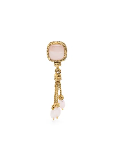 Aurelie Bidermann Miki Rose Quartz Rose Clip Earrings In Gold