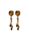 Aurelie Bidermann Miki Tiger Eye Clip Earrings In Brown