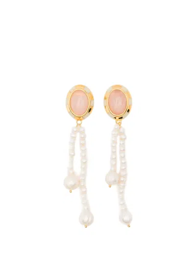 Aurelie Bidermann Mirasol Oval Drop Pearl Earrings In Gold