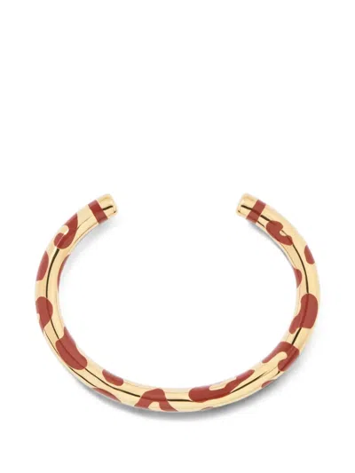 Aurelie Bidermann Positano Leopard-print Cuff Bracelet In Gold