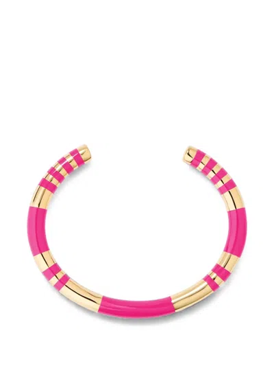 Aurelie Bidermann Positano Striped Bangle In Pink