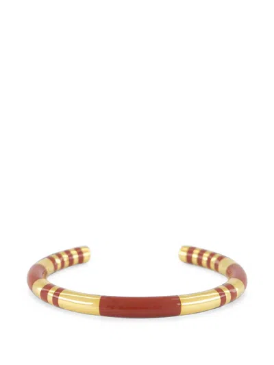 Aurelie Bidermann Positano Striped Cuff Bracelet In Gold