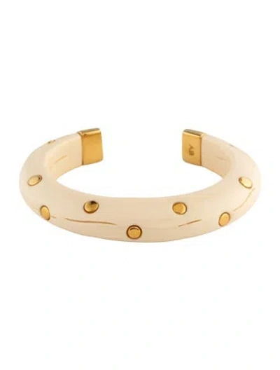 Pre-owned Aurelie Bidermann Resin Caftan Moon Cuff Bracelet, 6.75" In Neutrals