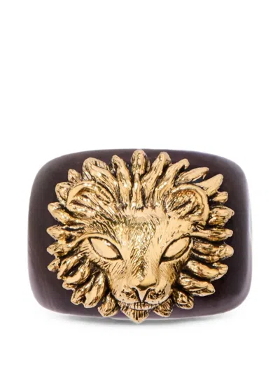 Aurelie Bidermann Saby Lion-head Ring In Brown