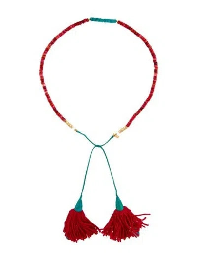 Pre-owned Aurelie Bidermann Sioux Around Wrap Tassel Necklace, 15" In Multi