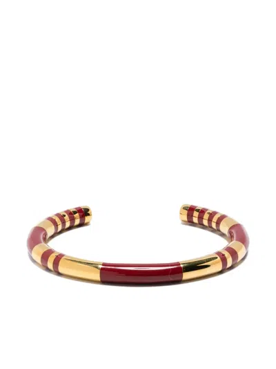Aurelie Bidermann Striped Gold-tone Enamel Bracelet