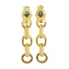 Aurelie Bidermann Tao Earrings In Turquoise Blue Metal In Gold