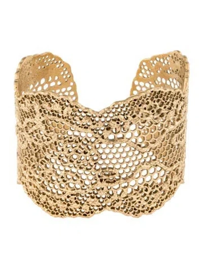 Pre-owned Aurelie Bidermann Vintage Lace Cuff Bracelet, 6.75" In Multicolor