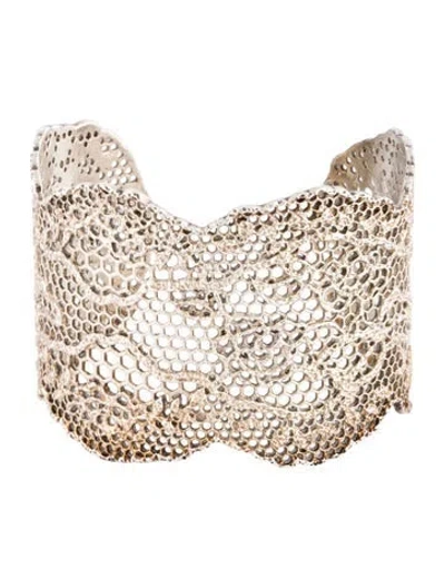 Pre-owned Aurelie Bidermann Vintage Lace Cuff Bracelet, 7" In Multicolor