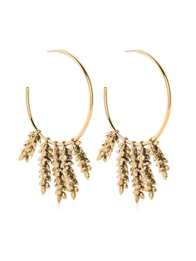 Aurelie Bidermann Wheat Hoop Earrings In Gold