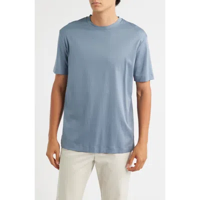 Aurélien Aur1 Solid Cotton T-shirt In Blue