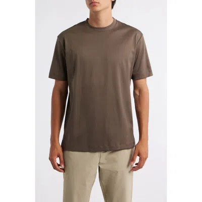 Aurélien Aur1 Solid Cotton T-shirt In Brown