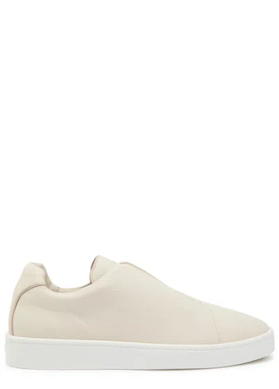 Aurélien Aur3 Grained Leather Sneakers In White