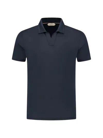 Aurélien Buttonless Cotton T-shirt In Blue