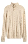 Aurélien Cable Merino Wool Half Placket Sweater In Brown