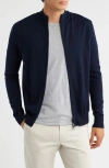 Aurélien Cashwool® Full Zip Sweater In Blue
