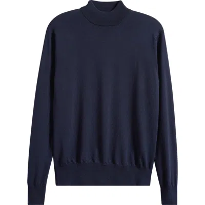 Aurélien Cashwool® Mock Neck Sweater In Blue