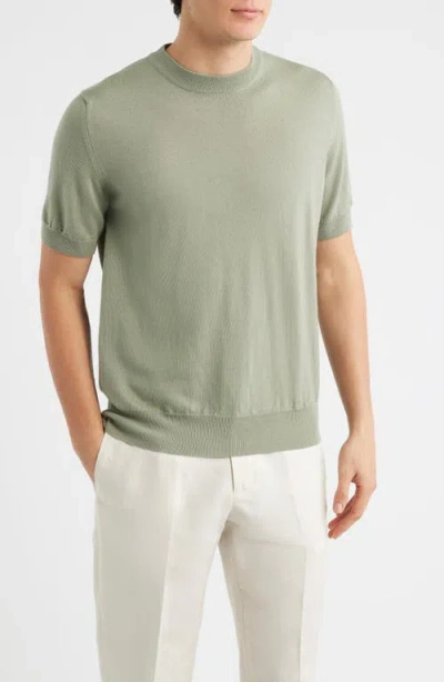 Aurélien Cashwool® Short Sleeve Crewneck Sweater In Green