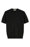 Aurélien Cashwool® Short Sleeve Crewneck Sweater In Black