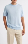 Aurélien Cashwool® Short Sleeve Crewneck Sweater In Blue