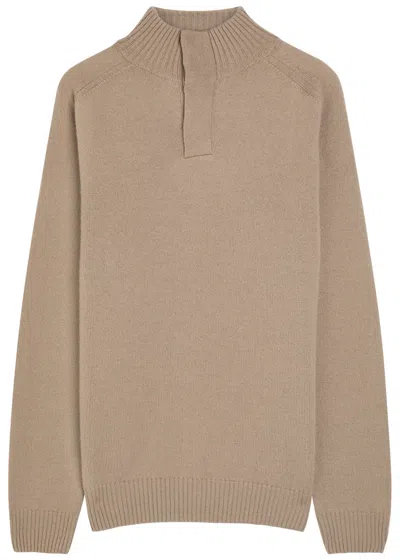 Aurélien City Wool And Cashmere-blend Jumper In Brown