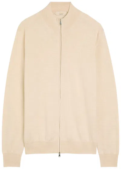 Aurélien Full Zip Knit Merino Wool Jumper In Brown