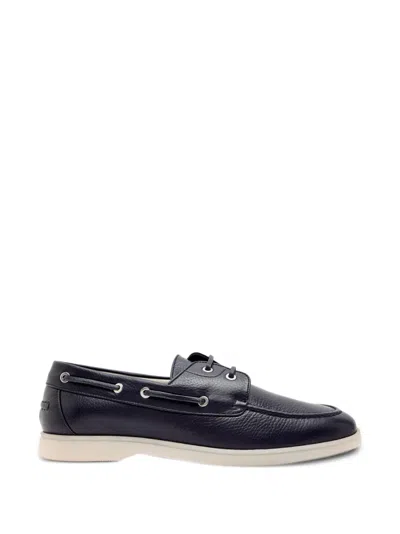 Aurélien Grainy-leather Loafers In Blue