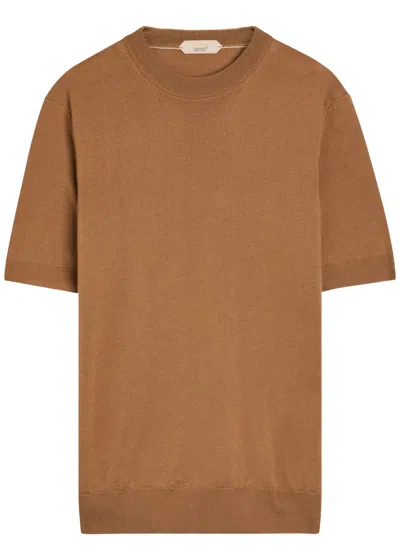 Aurélien Knit Merino Wool T-shirt In Brown