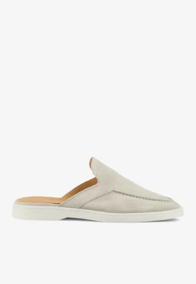 Aurélien Lady Yacht Suede Flat Mules In Gray